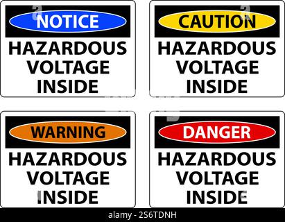 Danger Hazardous Voltage Inside SignOn White Background Stock Vector