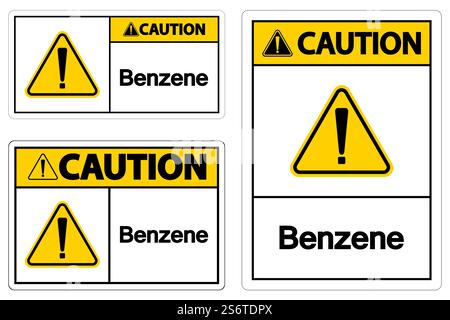 Caution Benzene Symbol Sign On White Background Stock Vector