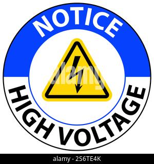 Notice High Voltage Floor Sign On White Background Stock Vector