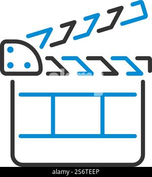 Movie Clap Board Icon. Editable Bold Outline With Color Fill Design. Vector Illustration. Stock Vector
