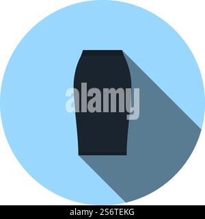 Business Pencil Skirt Icon. Flat Circle Stencil Design With Long Shadow. Vector Illustration. Stock Vector