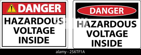 Danger Hazardous Voltage Inside SignOn White Background Stock Vector