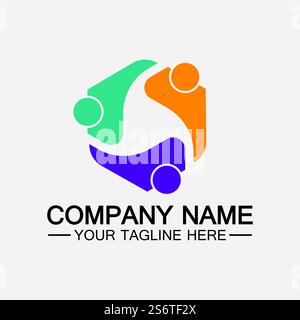 Teamwork connecting people hexagon concept logo symbol icon vector design Stock Vector