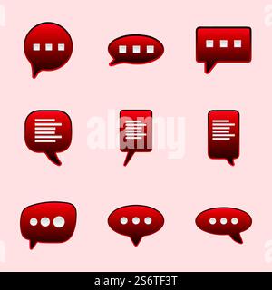 Speech bubbles icons set. Chat speech notification. Isolated vector illustration for chat in flat style. Stock Vector