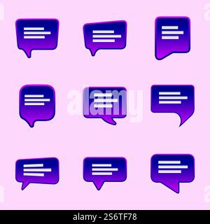 Speech bubbles icons set. Chat speech notification. Isolated vector illustration for chat in flat style. Stock Vector