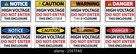 High Voltage Do Not Enter Enclosure Sign Stock Vector