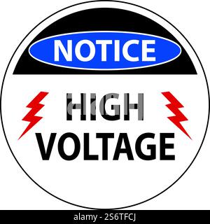 Notice High Voltage Floor Sign On White Background Stock Vector