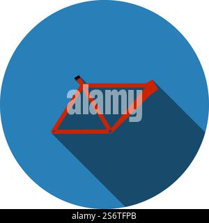 Bike Frame Icon. Flat Circle Stencil Design With Long Shadow. Vector Illustration. Stock Vector