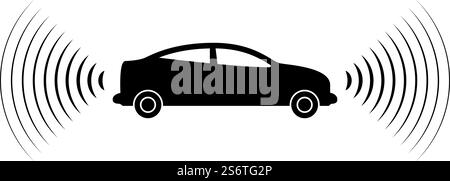 Car radio signals sensor smart technology autopilot front and back direction icon black color vector illustration image flat style simple. Car radio signals sensor smart technology autopilot front and back direction icon black color vector illustration image flat style Stock Vector