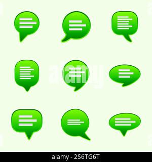 Speech bubbles icons set. Chat speech notification. Isolated vector illustration for chat in flat style. Stock Vector
