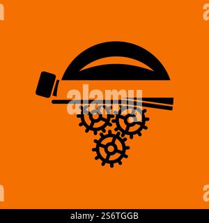 Labor Day Icon. Black on Orange Background. Vector Illustration. Stock Vector
