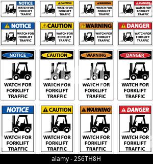 2-Way Watch For Forklift Traffic Sign On White Background Stock Vector ...