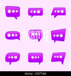 Speech bubbles icons set. Chat speech notification. Isolated vector illustration for chat in flat style. Stock Vector