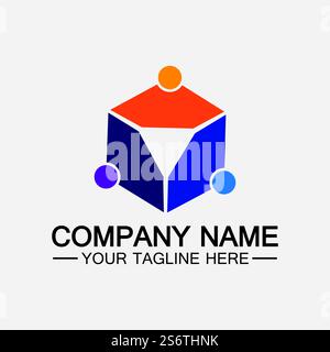 Teamwork connecting people hexagon concept logo symbol icon vector design Stock Vector