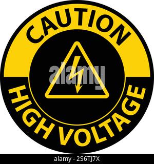 Caution High Voltage Floor Sign On White Background Stock Vector