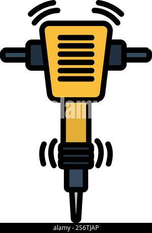 Icon Of Construction Jackhammer. Editable Bold Outline With Color Fill Design. Vector Illustration. Stock Vector