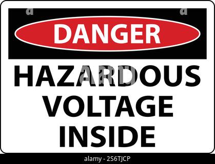 Danger Hazardous Voltage Inside SignOn White Background Stock Vector