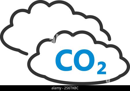CO 2 Cloud Icon. Editable Bold Outline With Color Fill Design. Vector Illustration. Stock Vector