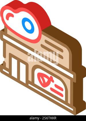 butcher shop isometric icon vector. butcher shop sign. isolated symbol illustration. butcher shop isometric icon vector illustration Stock Vector