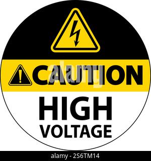 Caution High Voltage Floor Sign On White Background Stock Vector