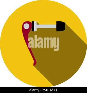 Bike Quick Release Icon. Flat Circle Stencil Design With Long Shadow. Vector Illustration. Stock Vector