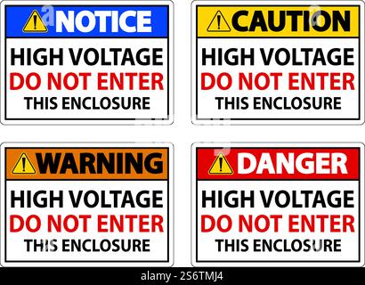 High Voltage Do Not Enter Enclosure Sign Stock Vector
