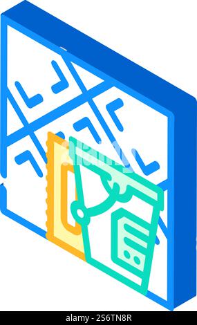 tile installation supplies isometric icon vector. tile installation supplies sign. isolated symbol illustration. tile installation supplies isometric icon vector illustration Stock Vector