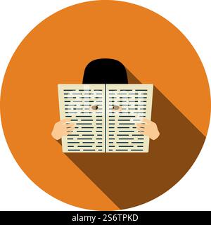 Newspaper Hole Icon. Flat Circle Stencil Design With Long Shadow. Vector Illustration. Stock Vector