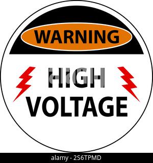 Warning High Voltage Floor Sign On White Background Stock Vector