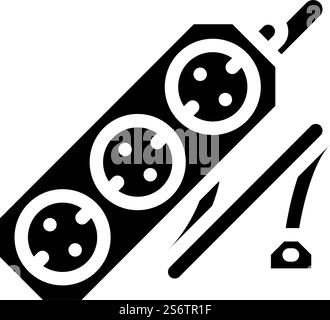 cord socket glyph icon vector. cord socket sign. isolated contour symbol black illustration. cord socket glyph icon vector illustration Stock Vector