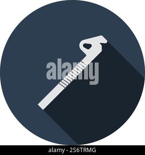 Alpinist Ice Screw Icon. Flat Circle Stencil Design With Long Shadow. Vector Illustration. Stock Vector