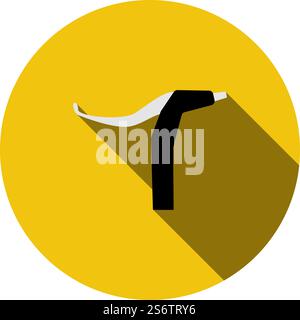 Bike HandleBar Brake Icon. Flat Circle Stencil Design With Long Shadow. Vector Illustration. Stock Vector