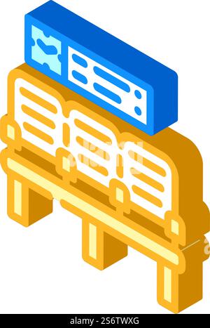 waiting hall seats airport isometric icon vector. waiting hall seats airport sign. isolated symbol illustration. waiting hall seats airport isometric icon vector illustration Stock Vector