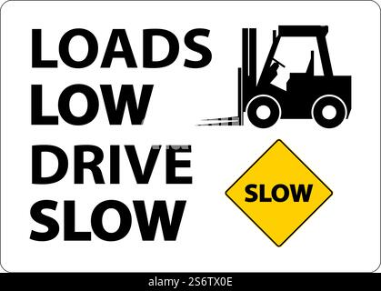 Loads Low Drive Slow Sign On White Background Stock Vector