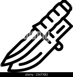 knife military line icon vector. knife military sign. isolated contour symbol black illustration. knife military line icon vector illustration Stock Vector