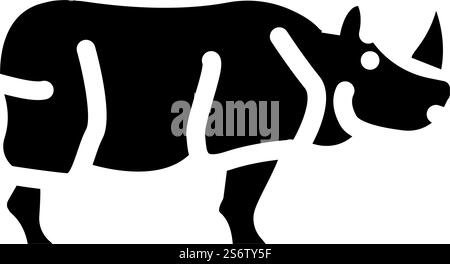 rhino animal glyph icon vector. rhino animal sign. isolated contour symbol black illustration. rhino animal glyph icon vector illustration Stock Vector