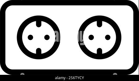 double socket line icon vector. double socket sign. isolated contour symbol black illustration. double socket line icon vector illustration Stock Vector