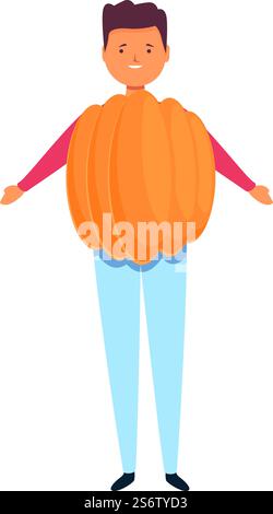 Pumpkin costume icon cartoon vector. Halloween character. Cute kid. Pumpkin costume icon cartoon vector. Halloween character Stock Vector