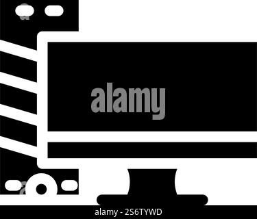 computer with monitor glyph icon vector. computer with monitor sign. isolated contour symbol black illustration. computer with monitor glyph icon vector illustration Stock Vector