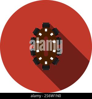 Negotiating Table Icon. Flat Circle Stencil Design With Long Shadow. Vector Illustration. Stock Vector
