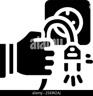 unplug socket glyph icon vector. unplug socket sign. isolated contour symbol black illustration. unplug socket glyph icon vector illustration Stock Vector