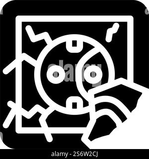 damaged socket glyph icon vector. damaged socket sign. isolated contour symbol black illustration. damaged socket glyph icon vector illustration Stock Vector
