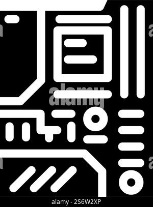 motherboard computer glyph icon vector. motherboard computer sign. isolated contour symbol black illustration. motherboard computer glyph icon vector illustration Stock Vector