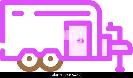 trailer house on wheel color icon vector. trailer house on wheel sign. isolated symbol illustration. trailer house on wheel color icon vector illustration Stock Vector