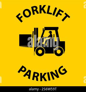 Forklift Parking Floor Sign On White Background Stock Vector