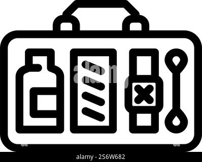 first aid kit line icon vector. first aid kit sign. isolated contour symbol black illustration. first aid kit line icon vector illustration Stock Vector