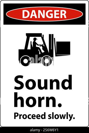 Danger Sound Horn Proceed Slowly Sign On White Background Stock Vector