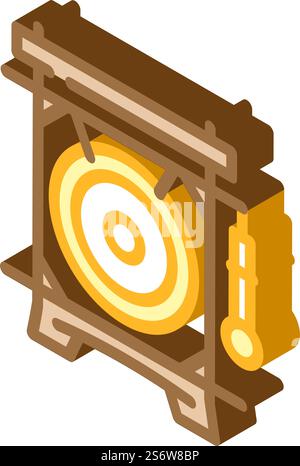 chinese gong isometric icon vector. chinese gong sign. isolated symbol illustration. chinese gong isometric icon vector illustration Stock Vector