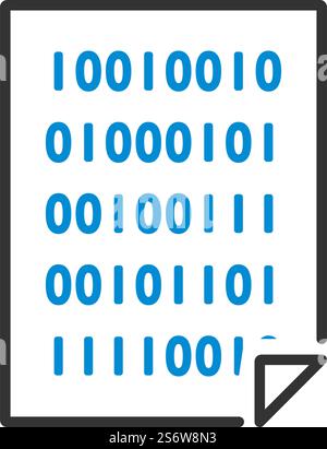 Sheet With Binary Code Icon. Editable Bold Outline With Color Fill Design. Vector Illustration. Stock Vector