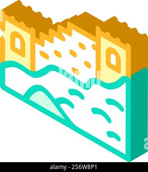 great wall of china isometric icon vector. great wall of china sign. isolated symbol illustration. great wall of china isometric icon vector illustration Stock Vector